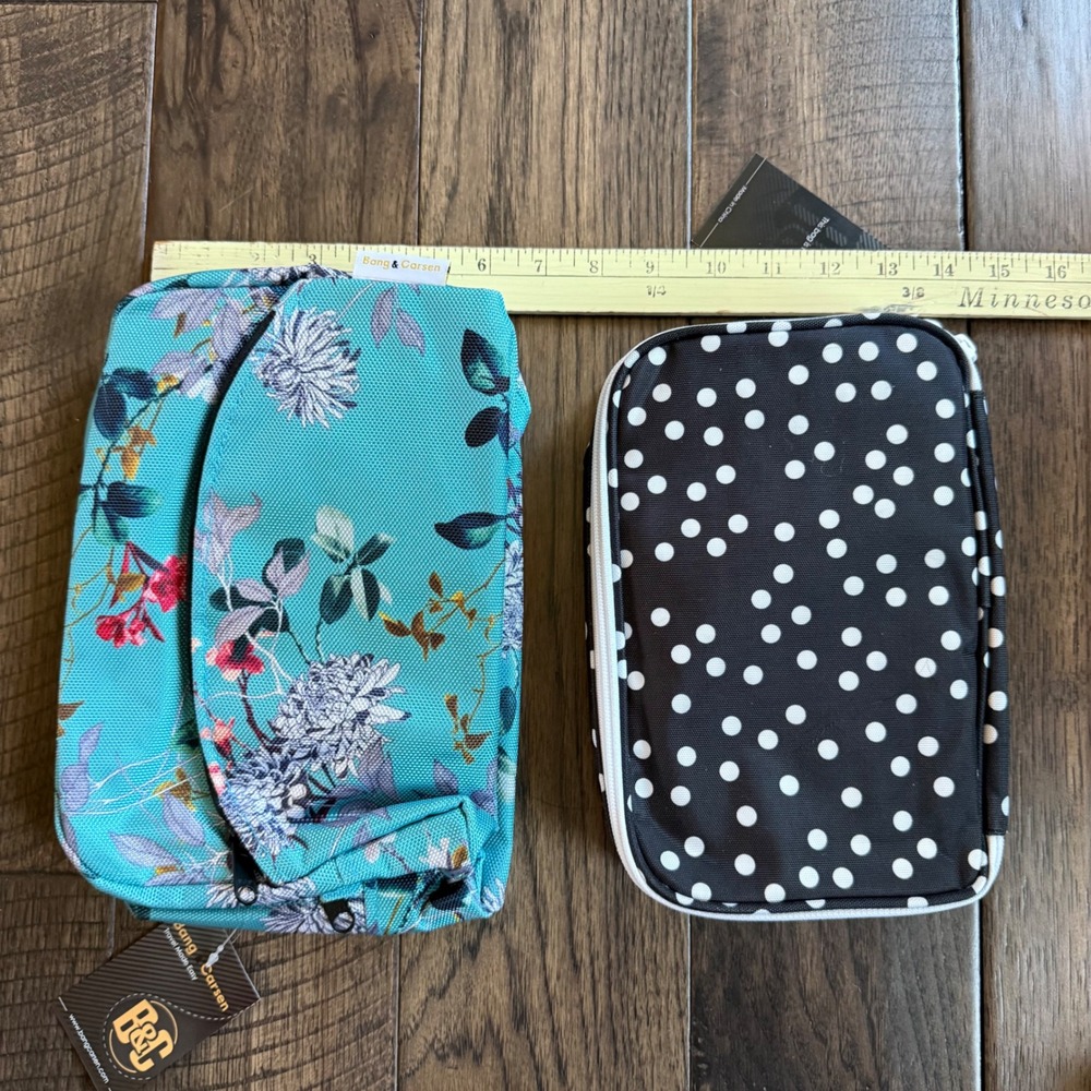 Bang & Carsen Travel Organizer Set Floral Toiletry Bag & Polka Dot Jewelry Case - Picture 6 of 6